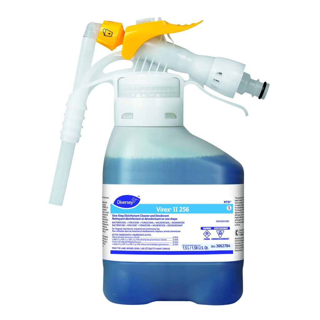 VIREX II 256 (J-FLEX) 2x1.5L - LIMPIADOR, DESINFECTANTE Y DESODORANTE EN UNA SOLA OPERACIÓN